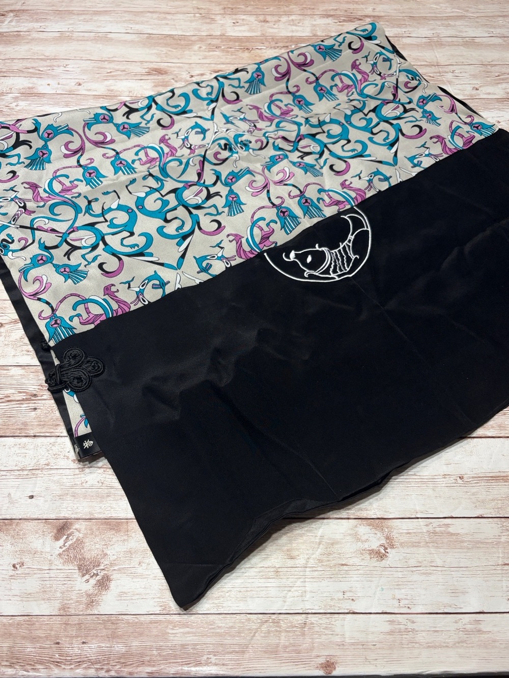 100% Silk Handmade Silk Abstract Print Scarf Vintage With pockets